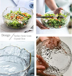 TOSSOW Glass Salad Bowl Irregular Shape Serving Bowls, 25 oz Pyrex Mixing Bowls for Kitchen Prep, Fruit, Snack, Dessert, and Candy Dishes or Nut Bowls(Transparent)