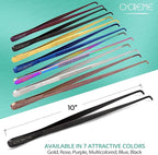 O'Creme Stainless Steel Precision Kitchen Tweezer Tongs with Serrated Tips for Gripping (10" Curved, Purple)
