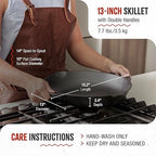 Victoria 13-Inch Cast Iron Skillet, Pre-Seasoned Cast Iron Frying Pan with Long Handle, Made in Colombia