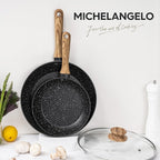MICHELANGELO Nonstick Frying Pan with Lid, 8 Inch Frying Pans Nonstick with Healthy Coating, Small Frying Pan with Stay-Cool Handle, Induction Compatible