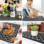 WISELIFE Dish Drying Mat Super Absorbent Drying Mat Large Dish Drying Mats for Kitchen Counter Easy Clean Dish Mat Kitchen Drying Mat18"x 32" Stylish Black