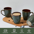 Pokini Coffee Mug 14 oz, Ceramic Coffee Mugs Set of 6, Reactive Glaze Mug for Latte/Tea/Cappuccino, Large Stackable Mug Set for Men, Women, Dad, Mom, Dishwasher & Microwave Safe, Brown Green