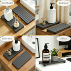 2PCS Stone Drying Tray, Water Absorbing Stone Tray for Sinks, Neat Diatomite Sink Trays, Fast Drying Kitchen Sponge Hand Soap Holder, Instant Dry Sink Coasters Used for Bathroom Counter -Dark Gray