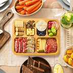 Lifewit 6 Compartment Melamine Charcuterie Board, 11 x 14 Inch Portable Cheese Board with Plastic Lockable Clear Lid, Serving Platter with Cover for Snacks, Fruit, Appetizers