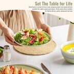 Dafuceramic Plates and Bowls Sets, 12 Pieces Grass Green Dinnerware Sets for Kitchen, Reactive Glaze Dishes Set for 4, Dishwasher and Microwave Safe, Series Starflecked Shore (Grass Green)