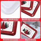 Vesici 3 Pcs Christmas Serving Trays 13 x 10 Inch Black and Red Plaid Xmas Tree Melamine Platters Reusable Rectangular Serving Dishes for Xmas Holiday Party Sharing Snacks Fruit Dessert Candy