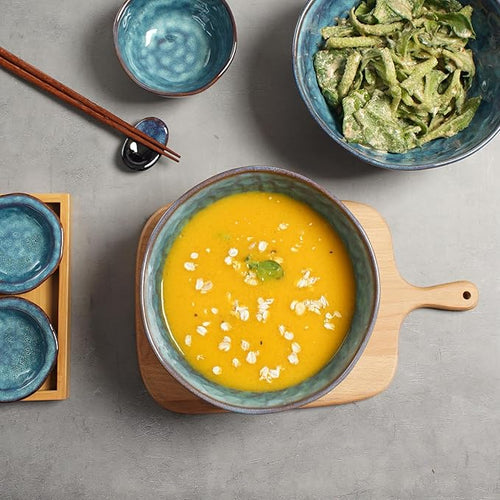 60 oz Large Ceramic Soup Bowl,8.2 Inch Stoneware Serving Bowl for Salad,Pasta,Fruit,Popcorn,Kitchen Bowls Set of 2,Starry Blue