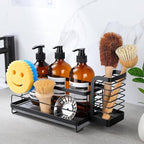 Kitchen Sink Organizer with Instant Drying Stone, Dish Sponge Holder for Kitchen Sink, Stainless Steel Kitchen Brush Holder