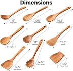 Wooden Kitchen Utensil Set, 9-Piece Teak Wood Kitchen Spoons for Cooking- Durable, Comfortable Grip, Non-Stick, Heat Resistant, Non-Scratch Kitchen Utensils-Perfect Cooking Gift