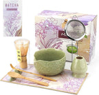 Matcha Whisk Set, 8 Pcs Matcha Kit with Ceramic Japanese Matcha Bowl & Accessories Kit for Traditional Tea Ceremony, Home Use & Gifts for Matcha Lovers (Green)