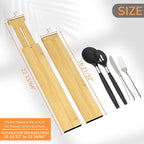BAMEOS 3" H Large Bamboo Drawer Dividers Adjustable Drawer Organization Expandable Utensil Organizers for Kitchen Dresser Bathroom Bedroom and Office 4-pack