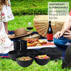 28-Piece Wheat Straw Dinnerware Sets, Microwave & Dishwasher Safe Unbreakable Dinnerware Set, Reusable Dishware Sets, Lightweight Camping Dishes, Plates, Cups, Cereal Bowls for 4（Black）