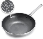 GreenPan Hybrid 11” Nonstick Stainless Steel Wok Pan, APEX Tri-Ply Thermobond PFAS-Free Ceramic Skillet, Induction & All Cooktop Compatible, Oven Temp to 850°F, Dishwasher Safe, Silver