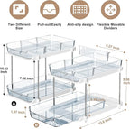 Delamu 2-Tier Multi-Purpose Bathroom Under Sink Organizers and Storage, Stackable Kitchen Pantry Organization, Pull Out Medicine Cabinet Organizer with Movable Dividers, Blue, 2 Pack