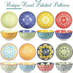 8 Pcs Colorful Ceramic Bowl Set 10 oz 4.75'' Porcelain Kitchen Soup Cereal Serving Bowls for Ramen Rice Dessert Snack Salad Ice Cream Pasta Oatmeal Microwave and Dishwasher Safe(Classic)