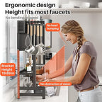 Over The Sink Dish Drainer Drying Rack 3 Tiers with Cover, Keep Kitchen Sink Shlef Organized Space-Saving Dish Drying Rack, Large Stainless Steel Sink Drying Rack for Dishes, Bowls, Cutlery (33.4"W)