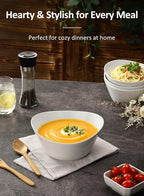 Yedio 48 oz Porcelain Salad Bowls Set of 4 – Large Serving Bowls for Pasta, Soup, Oatmeal, Snacks – Microwave & Dishwasher Safe, White Kitchen Bowl Set
