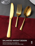 Gold Silverware Set, 30 Piece Flatware Set for 6, Mirror Polished Food-Grade Stainless Steel Cutlery Utensil Set Include Knives Forks Spoons for Kitchen Restaurant Wedding Party, Dishwasher Safe