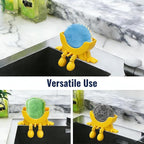Cute Hanging Sponge Holder with Drainage,3D Printed Kitchen Funny Sponge Stand for Sink,with non-slip pads,Suitable for Scrub Daddy Holder,Keeps Your Sponge Dry Smiling (Yellow)