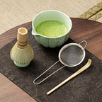 Matcha Whisk Set, Matcha Set Includes Ceramic Matcha Bowl, Bamboo Whisk, Scoop, Chasen Holder, Sifter - 5 Pcs Perfect Matcha Kit for Matcha Lover (Emerald Green)