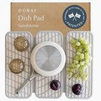 Dorai Home Dish Pad - Collapsable Stone Dish Drying Mat with Diatomaceous Earth for Quick Drying - Ultra Absorbent - Encased in Woven Silicone - Eco-Friendly, Foldable - Original 19.9"x15.2" Sandstone