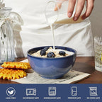 Pokini 5.5" Cereal Bowls & Dessert Bowls Set of 6-22 Oz Small Bowls for Kitchen-Ceramic Bowl for Cereal, Soup, Oatmeal, Salad, Ramen, Noodle, Rice, Yogurt-Dishwasher & Microwave Safe, Light Blue