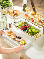 YHOSSEUN 3 Tier Serving Tray for Party, Tiered Serving Platters and Trays, 14 Inch Tiered Tray Stand, Dessert Stand, Serving Stand, Dessert Table Display Set with Collapsible Sturdier Metal Rack