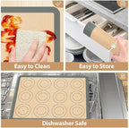 Silicone Baking Mat Set of 6, Silicone Mats for Baking, Baking Sheets Non Stick for Macaron, Cookie, Pizza, Bread and Pastry, Baking Supplies for Oven, Food Grade Reusable