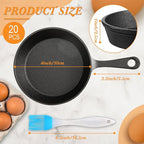 Remerry 20 Sets 4 Inches Cast Iron Skillets Mini Black Iron Nonstick Frying Pan Small Sizzling Plate Egg Pan Cast Pot Bundle with Oil Brush for Indoor and Outdoor Restaurant Kitchen