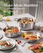 Stainless Steel Frying Pans Set with Lid,PFOA&PTFE Free Tri-Ply Skillets,Chef's Pan Set(8+10+12inch) Frying Pans for cooking,Induction Cookware Sets,Dishwasher and Oven Safe Kitchen set