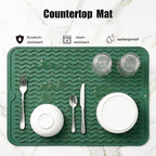 MicoYang Silicone Dish Drying Mat for Multiple Usage,Easy clean,Eco-friendly,Heat-resistant Silicone Mat for Kitchen Counter or Sink,Refrigerator or drawer liner Green L 16 inches x 12 inches