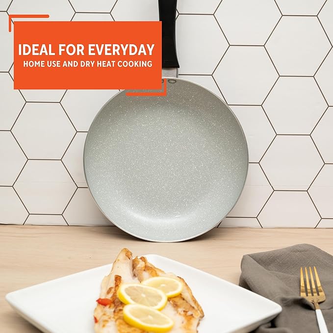 IMUSA 9.5" Premier Ceramic Nonstick Fry Pan with Cool Touch Handle, Matte Black