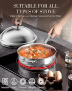 FogDream Titanium Non Stick Frying Pan, 10in Tri-Ply Stainless Steel Deep Saute Pan, All-in-One Cookware Set with Stainless Lid, Stay Cool Handle, Dishwasher & Oven-Safe,Induction Compatible,Silver