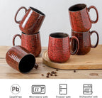 HASENSE Coffee Mugs Set of 6, 15 Ounce Ceramic Coffee Cups Set with Handle, Large Tea Mug for Kitchen, Red Cup for Tea,Cocoa, Milk, Christmas Gift for Women and Men, Dishwasher and Microwave Safe