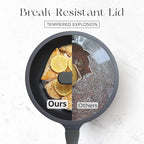 PRICUSIS Nonstick Frying Pan with Lid, 8/10 Inch Skillet with Stay Cool Handle, Fully Coated, Induction Compatible & Oven Safe, 100% Dishwasher Safe, PTFE & PFOA Free（8 Inch, Black Sesame）