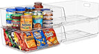 Sorbus Stackable Storage Bins Open Front - Clear Stackable Storage Bins - Pantry Bins for Storage and Organization - Acrylic Stackable Bins for Kitchen - Clear Pantry Organizer Bins (Large 4 Pack)