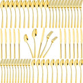 60 Pieces Gold Silverware Set for 12 Stainless Steel Shiny Gold Flatware Set for 12 Cutlery Tableware Set Utensil Set Include Mirror Polished Dinner Knife, Fork, Spoon for Home Restaurant and Wedding