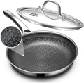 Non Stick Frying Pans 12 inch, Hybrid Improved Version Frying Pans Nonstick with Lid,non stick Stainless Steel Skillets, Dishwasher and Oven-Safe Chef Pan, PFOA Free Cookware