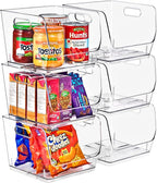 Sorbus Stackable Storage Bins Open Front, Clear Stackable Storage Bins, Pantry Bins for Storage and Organization, Acrylic Stackable Bins for Kitchen, Clear Pantry Organizer Bins (Medium Square 6 Pack)