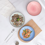 Selamica Ceramic Pasta Bowls Set 34 OZ, Large Salad Bowl 8.6 Inch Deep Plates for Pasta Soup, Microwave & Dishwasher Safe, Set of 6, Gradient Color