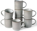 famiware Coffee Mug Set for 8, Star 12 oz Catering Mugs Cup Set with Handle for Coffee, Tea, Cocoa, Milk - Ceramic Stoneware Drinkware Set, Smoky Blue