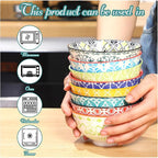8 Pcs Colorful Ceramic Bowl Set 10 oz 4.75'' Porcelain Kitchen Soup Cereal Serving Bowls for Ramen Rice Dessert Snack Salad Ice Cream Pasta Oatmeal Microwave and Dishwasher Safe(Classic)