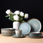 AmorArc Ceramic Dinnerware Sets,Handmade Reactive Glaze Stoneware Plates and Bowls Sets,Highly Scratch Resistant | Dishwasher & Microwave Safe Dishes Set,Service for 6 (18pc)
