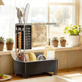 MOUKABAL Sponge Holder for Kitchen Sink, 2-Tier Sink Caddy Organizer with Drain Holes and Hooks, Holds Dishcloth, Sponge & Brushes, Kitchen Countertop Storage for New Home Essentials Black