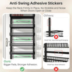 SNTD 8 Tiers Over the Door Organizer - Height Adjustable Pantry Organizers and Storage with Dense Mesh Baskets, Anti-Swing Hanging Door Spice Rack for Kitchen Bathroom (Black, 17" W x 6" D x 69" H)