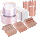 GATHER 700PCS Rose Gold Plastic Plates - Clear Rose Gold Rim Disposable Dinnerware Set Includes 200 Plates, 300 Silverware, 100 Napkins, 100 Cups for Party & Wedding & Mother's Day