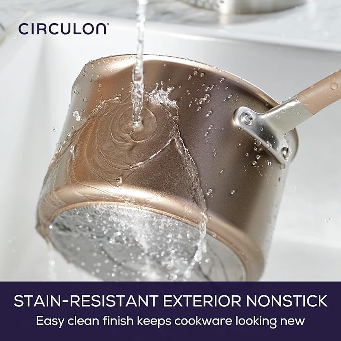 Circulon Premier Professional Hard Anodized Nonstick Cookware Induction Pots and Pans Set, 12 Piece, Bronze