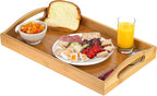 Tray with Large Handles - Bamboo Ottoman Tray, Great for Coffee Table, Couch, Tea, Bar, Breakfast, Dinner, or Any Food - Good for Parties or Bed for Eating (Home It)