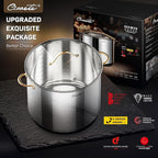 Stock Pot 20 Quart, 3 Ply Stainless Steel Stock Pot with Lid, 20 Quart Soup Pot with Copper Handle, Healthy Stockpots, Induction, Oven, Gas and Dishwasher Safe