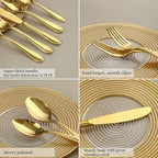 Gold Silverware Set, 30 Piece Flatware Cutlery Set for 6,18/0 Stainless Steel Utensils,Mirror Polished Modern Tableware for Home & Kitchen Dining Wedding, Party